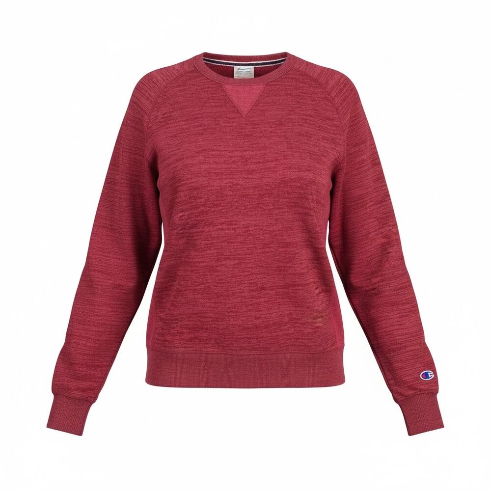 Champion Authentic Athletic Apparel Red Marled Crew Pullover C Logo XL